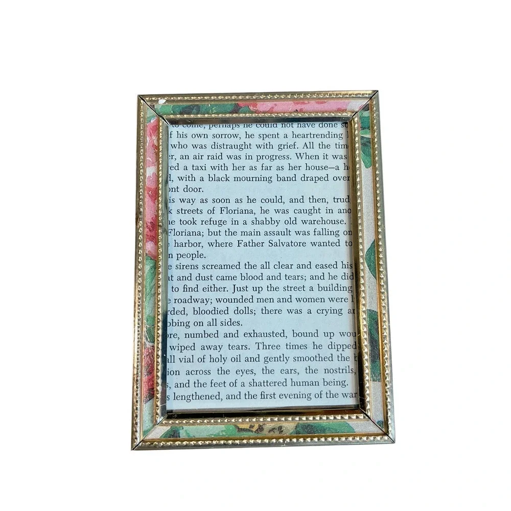 Vintage 90s Floral Print Picture Frame, 3x4 Photo, Metal Frame